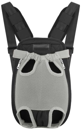 Pawaboo Verstellbarer Haustier-Rucksack, Tragbare Hundetragetasche Legs Out Rucksäcke, Atmungsaktive Tasche für kleine mittelgroße Katzen Hunde Welpen, M, Grau