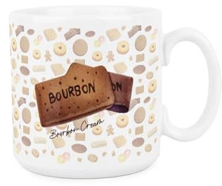 Bourbon Mug - Novelty Biscuits Foodies Gifts - Tea/Coffee Ceramic White Cup Funny Present