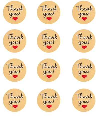 Thank You Stickers, 120 Pcs 1.45 Inch Thank You Round Sticker Kraft Thank You Labels for Small Business