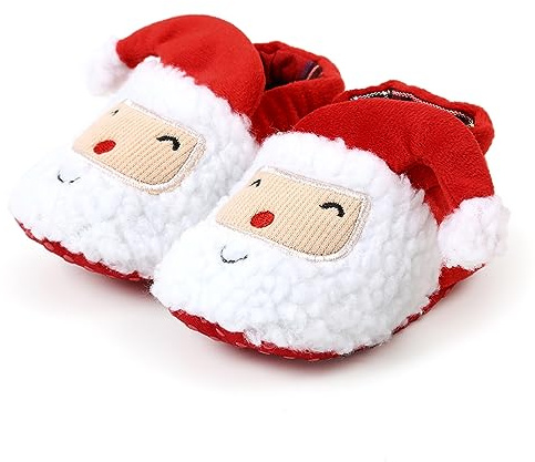 LSFYSZD Infant Halloween Christmas Booties Pumpkin furry Fleece Slippers Soft Newborn Winter Warm Fleece Slippers Snow Boots