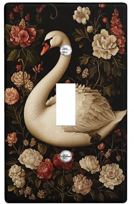 Elegant Swan Light Switch Cover Plate, Creamy White & Floral Design for Home Decor, Vintage Style, Perfect for Living Room Single Toggle