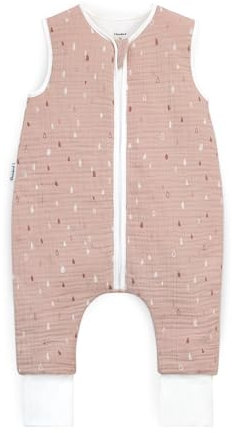 Ehrenkind® Musselin Schlafsack mit Füßen 2.5 TOG 100% Bio-Baumwolle Rosé mit Tropfen | 80 cm | Oeko Tex zertifiziert