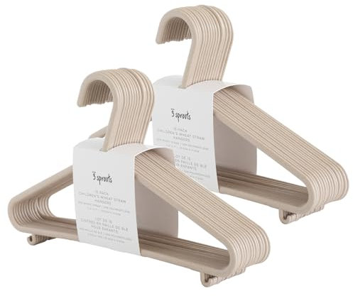3 Sprouts - Perchas Infantiles - Perchas para Ropa de Bebé y Niños, Perchas de plástico de Paja de Trigo, Pack de 30 - Beige