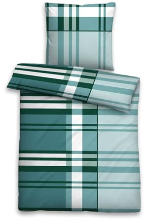 biberna Biancheria da letto in flanella fine 300355 135 x 200 + 80 x 80 cm, colore 471 petrolio