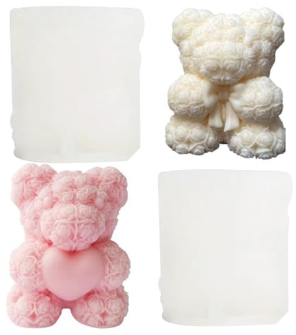 Wilsonzin Moules en silicone 3D pour ours,bougie silicone moule moules pour bricolage,Moules à Savon de Animaux,Moule de Saint-Valentin,LOVE Moule en Silicone moules à plâtre,bougies parfumées