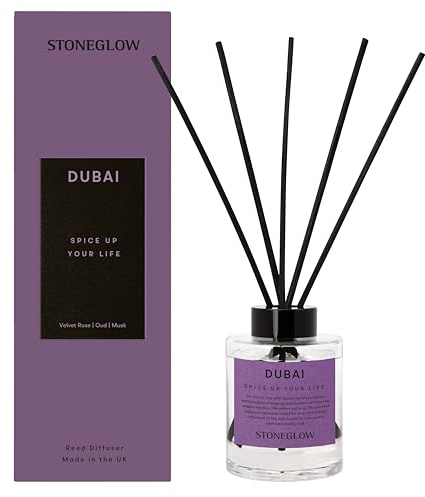 Stoneglow Explorer Collection Dubai Duftstäbchen, Duft Velvet Rose, Oud, Moschus, 120 ml, Violett