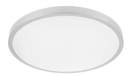 JungesLicht Deckenlampe 32Watt 2560Lumen, flach nur 6,5cm, 40cm Durchmesser, Lebensdauer 40.000h, Deckenleuchte IP54, für Innen & Außen, 3000K warmweiß, 230Volt Deckenlicht Modern, Badlampe (Silber)
