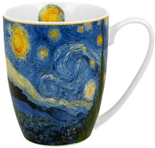 DUO ART GALLERY Klassischer Becher 360 ml STARRY NIGHT inspired by Van Gogh New Bone China Porzellan