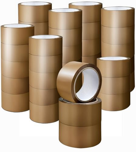 Stick Well Verpackungsklebeband, Industrie-Paketklebebandrollen, geräuscharm – 48 mm x 66 m, sicheres, braunes Klebeband für Kartonverpackungen, Umzugskartons, starkes Packband den Umzug (36 Rollen)