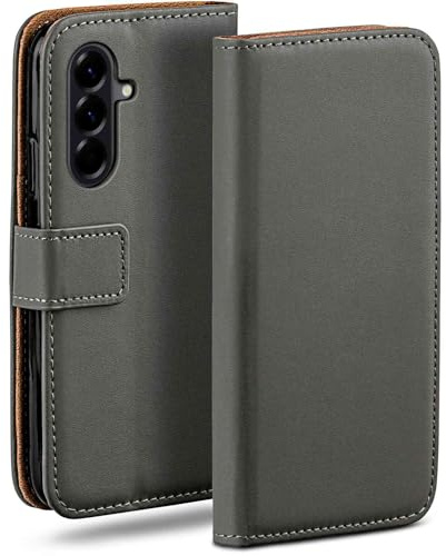 moex für Samsung Galaxy A56 5G Hülle mit Kartenfach, Handyhülle klappbar 360 Grad Schutzhülle, PU Leder Handytasche Samsung Galaxy A56 5G Klapphülle Flip Case, Grau