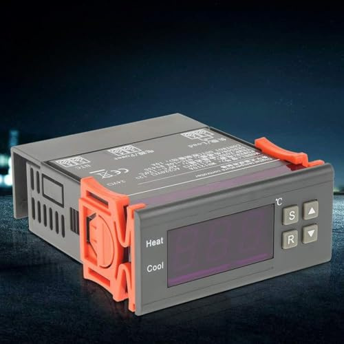 Keenso Digital LED -Thermostat -Temperaturregler für die Kühl und Heizregelung, 40~120 ° C eines Breiten Messbereichs, Großer LED Bildschirm, Einstellbarer Rückgabendifferenz, Startfunktion (AC220V)