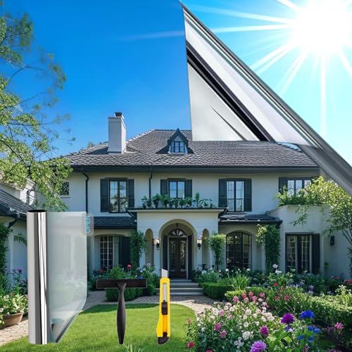 Gutsurge Hitzeschutzfolie Fenster 118x200cm Sonnenschutzfolie Fenster innen oder außen Fensterfolie Sonnenschutz UV Folie Fenster Hitzeschutz Spiegelfolie Fenster Sichtschutz Rückstandslose Silber