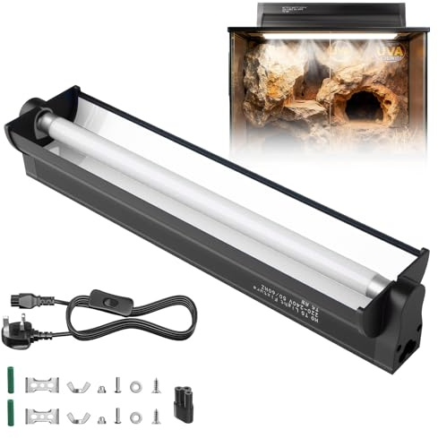 FKLiLEBU Kit d'éclairage UVB T5 8 W pour reptiles tropicaux et déserts, 10 % UVB pour reptiles tropicaux et déserts, tube UVB à haut rendement T5 10.0 pour dragon barbu, lézard, tortue, gecko