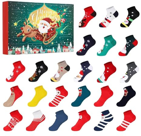 Lustiger Weihnachtsadvent - Geschenk mit humorvollen Socken, kreativer festlicher Stil, Weihnachtsspiel | Weihnachtskalender für Erwachsene, Frauen, Männer, Jugendliche