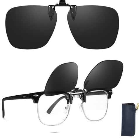 TJUTR Polarised Flip-Up Clip On Sunglasses Over Prescription Glasses