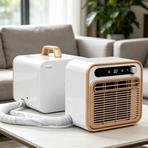 Gavscient Climatiseur Portable Split 5000 BTU, Refroidisseur d'air Silencieux à Double Tuyau, sans Installation pour Tente et Camping-Car, Débit 130m³/h pour Maison 1m-RemoteControl