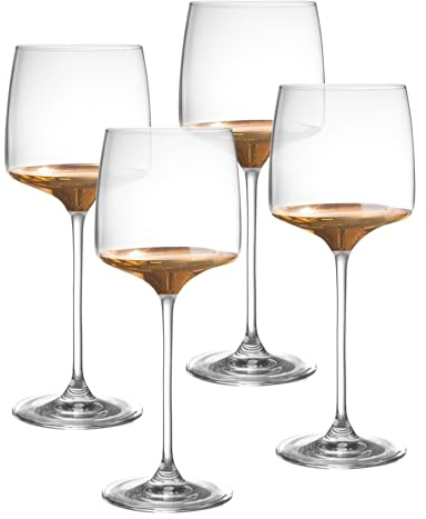 BARSKI – Handgefertigtes Glas – Wein goblat – decororated und getaucht in 20 K Gold auf der Unterseite – 16 oz – In Geschenkverpackung – made in Europe – Set von 4