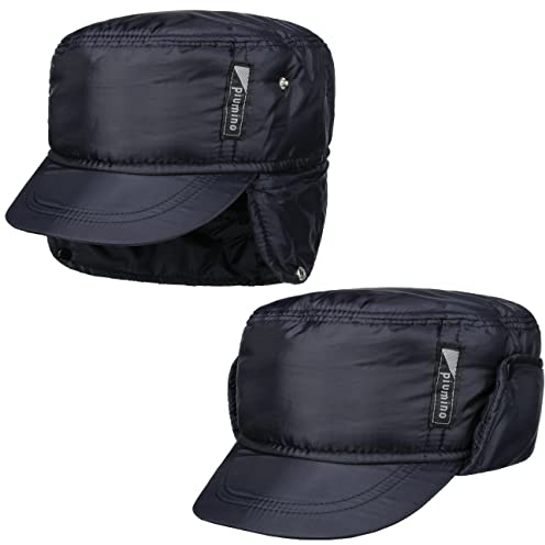 LIPODO Piumino Armycap con copriorecchie Uomo - Berretto Idrorepellente Foderato - Berretto da Uomo in Cotone - Cappellino Autunno/Inverno - Cappellino Invernale Blu Scuro XL (60-61 cm)