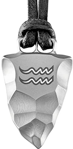 Element of Gods Titan Faustkeil Sternzeichen Wassermann Aquarius Anhänger mit Lederband in schwarz