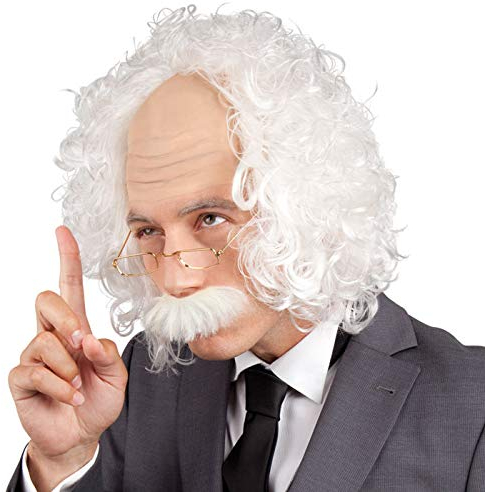 PARTY DISCOUNT® Perücke Professor, mit Bart und Brille, weiß