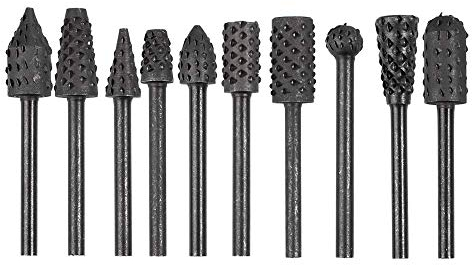 Bestgle 10 stücke 3mm 1/8 Schaft Rotary Burr Raspel Set Carbon Steel Wood Carving File Raspel Drill Bits for Woodworking Drilling Carving Engraving