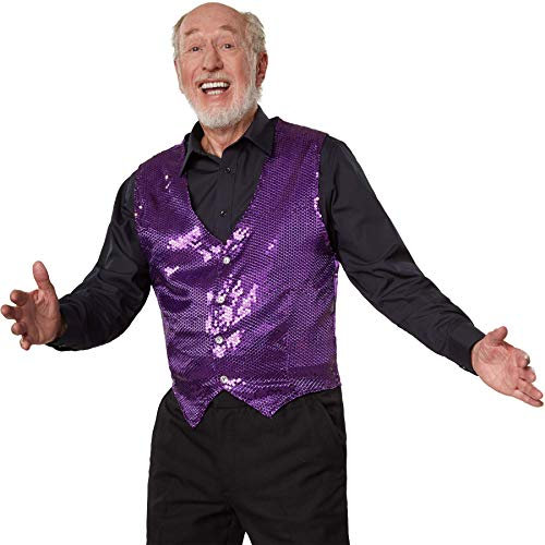 dressforfun 901000 Herren Pailletten Anzug Weste, V-Ausschnitt, Ärmellos, lila - diverse Größen - (XXL | Nr. 303995)