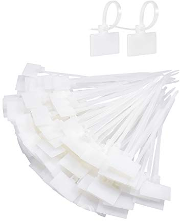 Kissral 200pcs Fascette Elettricista Etichetta del Cavo Bianche Fascette Plastica Cable Management Kit Fascette Cavi Strap per Ufficio Computer TV Cavo di Rete Linea Audio Marcatura del Filo