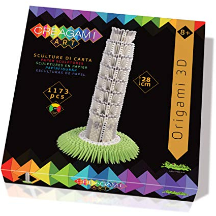 CreativaMente 3178741 Origami 3D, Papierskulptur Schiefe Turm von Pisa, Bastelset für Erwachsene und Kinder ab 8 Jahren, 1173 Teile