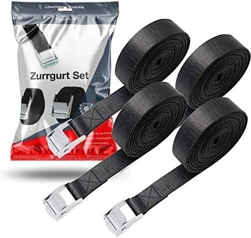5X Spanngurt 250 cm - Zurrgurt 150 kg Spanngurte Befestigungsriemen mit Klemmschloss - Gurt - Riemen zur Befestigung -