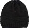 styleBREAKER Damen Strick Wintermütze mit Pailletten, Öffnung für Pferdeschwanz und Thermo-Fleece Futter, Beanie Mütze 04024177, Farbe:Schwarz