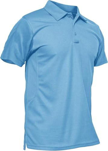 KEFITEVD Sweatshirt Herren Kurzarm Golf Shirt Leicht MTB Fahrrad T-Shirt Basic Sportshirt mit Kragen Outdoor Kleidung Männer Dünnes Sommershirt Hellblau S