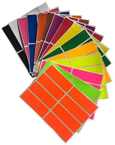 Aufkleber 76 mm x 25 mm rechteckige Sticker - in verschiedenen Farben Größe 7,5 cm x 2,5 cm viereckige Etiketten von Royal Green (Bunt, 120)