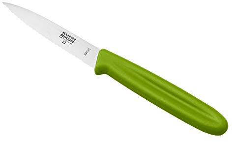 KUHN RIKON Swiss Knife - Cuchillo para verduras (hoja dentada, acero inoxidable, con protector de hoja), color verde
