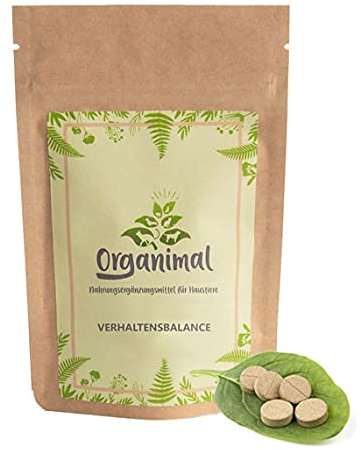Organimal Verhaltensbalance 90 Tabletten - Natürliches Beruhigungsmittel für Hunde - Mit Baldrian, Melisse & Rosmarin - Entspannungs- & Anti-Stress-Mittel für Hunde - Silvester, Autofahrten, Angst