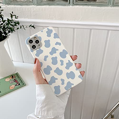 QLTYPRI Case for iPhone 11, Cow Pattern Case PU Leather Case Vintage Camera Protection Design Soft TPU Case Shockproof Super Slim Back Stylish Cute Cover for iPhone 11(6.1 inch) - Blue
