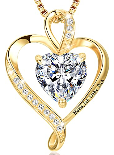 LAVUMO Herz Kette Damen Silber 925 I love you Halskette Damen Personalisierter schmuck Geschenke für Frauen Frau MaMa Freundin an Geburtstags Valentinstag Muttertag Mit Rose Geschenkbox