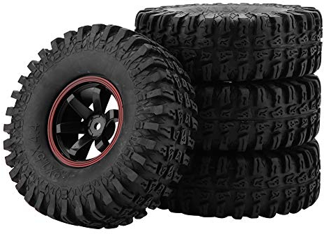 RC Reifen, 4 Stück RC Zubehör RC Autoreifen, Gummireifen Gummireifen mit Naben für 1/10 RC Offroad Auto Spielzeugauto
