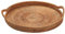 POHOVE Rattan Ottoman Tray Round Rattan Serving Tray Woven Wicker Serving Basket with Handles for Breakfast Drinks Snack Coffee Table Home Decorative