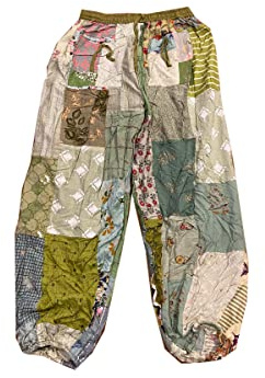 SAHIBA Handicraft India Haremshose für Damen, Patchwork, Yoga, Boho, Palazzo, Umstandspyjama