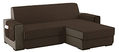 sevi's Sofabezug L Form 200cm Wasserdicht, Sofa überzug Ecksofa Reversibel Kratzfest Fleckenresistent - Sofa Cover für Katzen und Hunden - Braun
