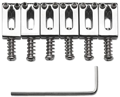 MAXCHEER 10.5mm Guitar Tremolo Bridge Saddles for Fender Stratocaster Strat Telecaster Tele Electric Guitar Replacement (Chrome)
