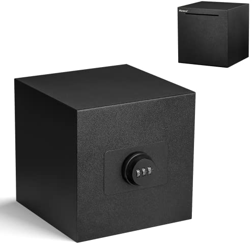 Kypeeka Piggy Bank for Adults, Stainless Steel Password Reusable Safe Bank, Metal Money Saving Box with Combination Lock for Cash Saving (Black, 5.9 inch)