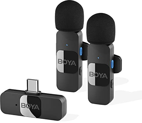 BOYA Micrófono Lavalier inalámbrico para Android USB C Smartphone Tablet Mini solapa externa tipo C micrófono para teléfono celular micrófono con clip para grabación de video, podcast, YouTube,