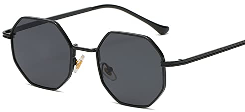 TOBILE Sonnenbrille Herren Polygon Sonnenbrille Herren Vintage achteckige Metall-Sonnenbrille für Damen - schwarz, weiß