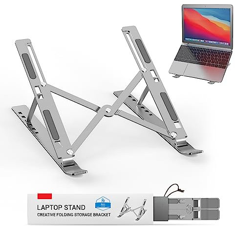 Rays Store Adjustable Portable Laptop Stand, Upto 16 Laptops, Foldable Aluminium Ergonomic Laptop Riser for Laptops and Tablets, Foldable Laptop Holder for Desk | Dell, Macbook Stand