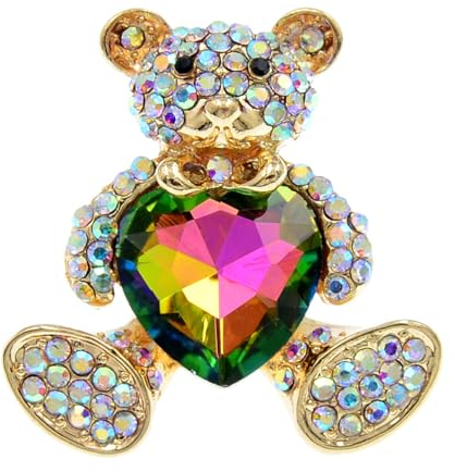 Alliage Avec Diamant Amour Ours Broche Femme Dessin Animé Mignon Cristal Animal Corsage Vêtements Accessoires,02