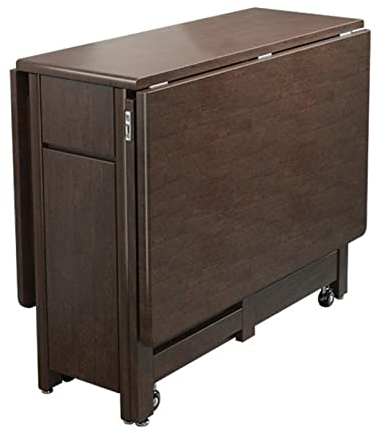 Drop-Leaf-Esstisch, klappbarer Küchentisch, rechteckiger Walnusstisch mit leisen Rollen, platzsparend, abgerundete Ecken, abgerundetes Design, für die Wohnküche – 130 cm