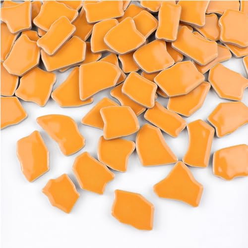 Unregelmäßige Mosaikfliesen aus Keramik, 500 g, 2-4 cm, für Heimwerker, Handwerk, Hobby, Kunst, Wanddekoration (Orange)