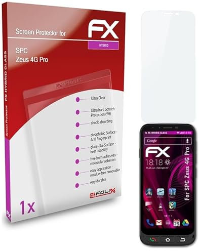 atFoliX Glasfolie kompatibel mit SPC Zeus 4G Pro Panzerfolie, 9H Hybrid-Glass FX Schutzpanzer Folie