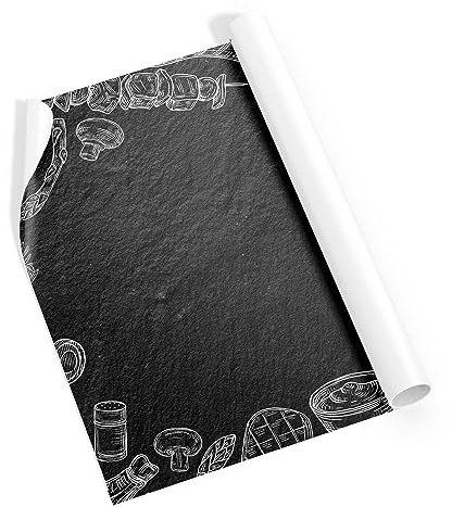 younikat PVC-Tischläufer 140 x 40 cm - BBQ Schiefer - Wasserabweisend leicht zu reinigen - Tischset - rutschfest Wetterfest - Garten Biergarten Straßenfest Grillparty - dv1261